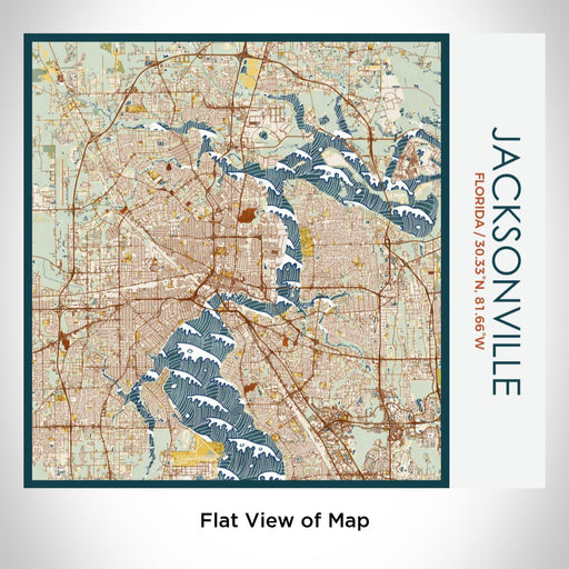 Rendered View of Jacksonville Florida Map on 17oz Stainless Steel Insulated Tumbler in Woodblock Map Style