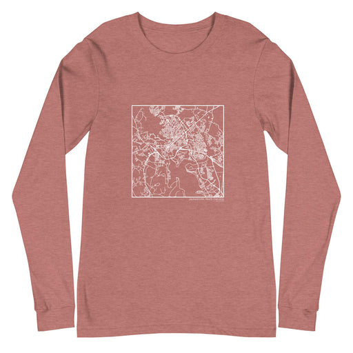 Jacksonville North Carolina  Map Unisex Long-Sleeve T-shirt with City inscription in Heather Mauve