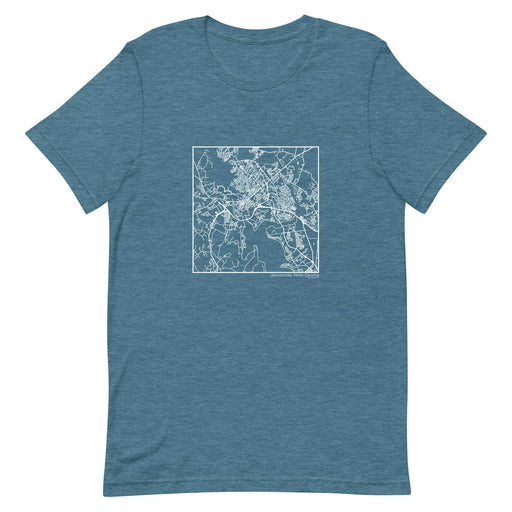 Jacksonville North Carolina  Map Unisex T-Shirt with City inscription in Heather Teal