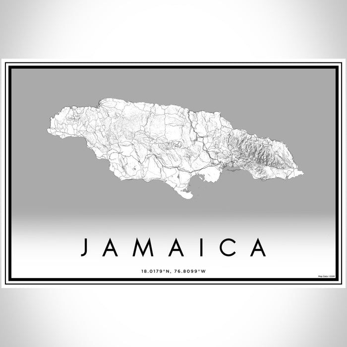 Jamaica  Map Print Landscape Orientation in Classic Style With Shaded Background