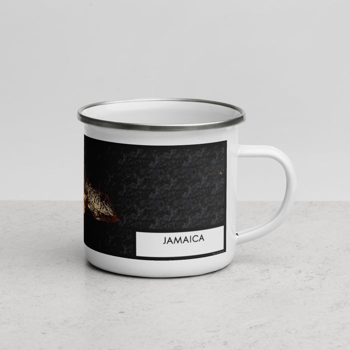 Right View Custom Jamaica  Map Enamel Mug in Ember