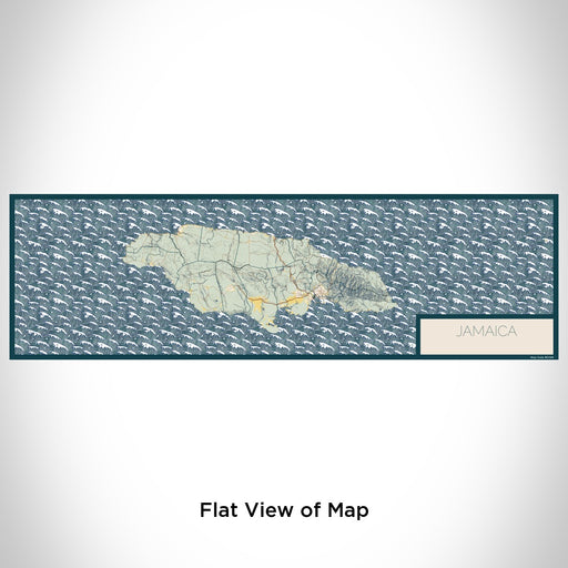 Flat View of Map Custom Jamaica  Map Enamel Mug in Woodblock