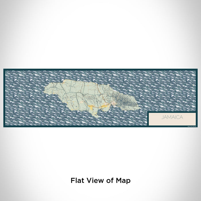 Flat View of Map Custom Jamaica  Map Enamel Mug in Woodblock