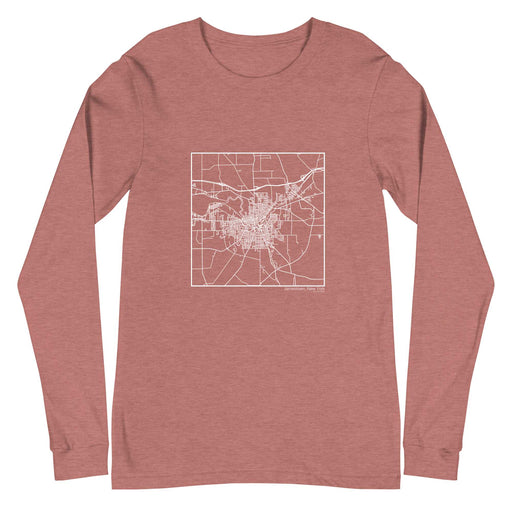 Jamestown New York  Map Unisex Long-Sleeve T-shirt with City inscription in Heather Mauve