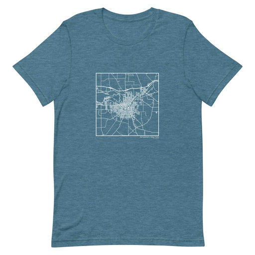Jamestown New York  Map Unisex T-Shirt with City inscription in Heather Teal