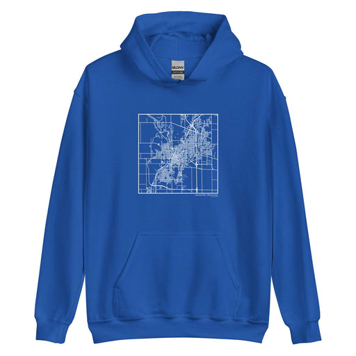 Janesville Wisconsin  Map Unisex Hoodie Sweater with City inscription in Royal Blue