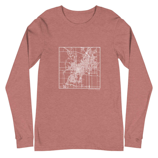 Janesville Wisconsin  Map Unisex Long-Sleeve T-shirt with City inscription in Heather Mauve