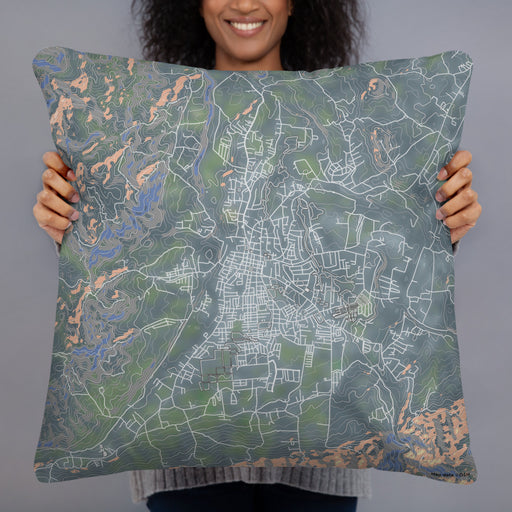 Person holding 22x22 Custom Jarabacoa Dominican Republic Map Throw Pillow in Afternoon