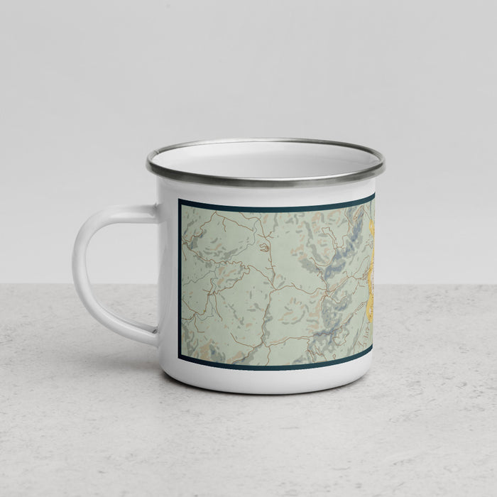 Left View Custom Jarabacoa Dominican Republic Map Enamel Mug in Woodblock