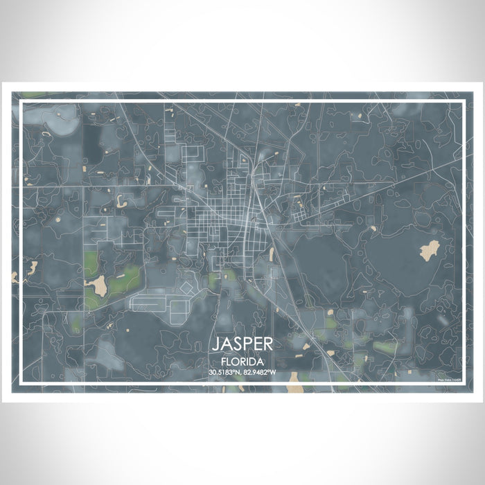 Jasper Florida Map Print Landscape Orientation in Afternoon Style With Shaded Background