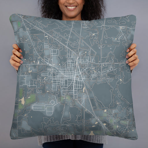 Person holding 22x22 Custom Jasper Florida Map Throw Pillow in Afternoon