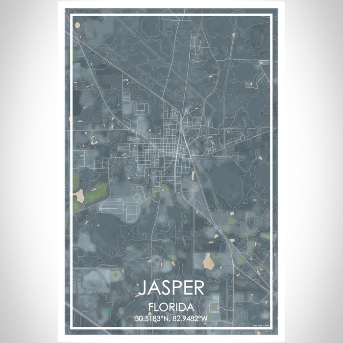Jasper Florida Map Print Portrait Orientation in Afternoon Style With Shaded Background