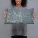 Person holding 20x12 Custom Jasper Florida Map Throw Pillow in Afternoon