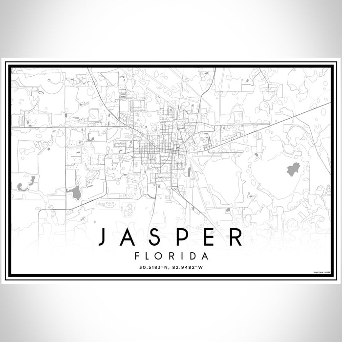 Jasper Florida Map Print Landscape Orientation in Classic Style With Shaded Background