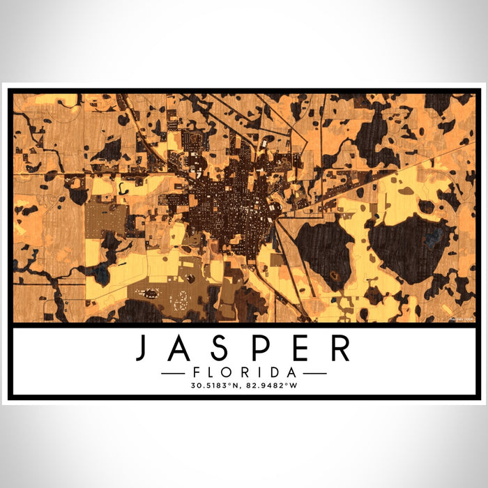 Jasper Florida Map Print Landscape Orientation in Ember Style With Shaded Background