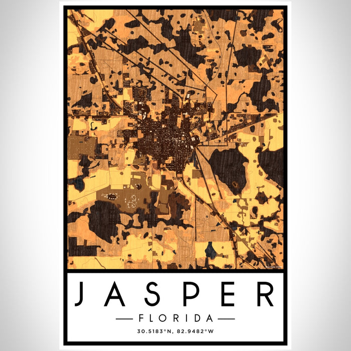Jasper Florida Map Print Portrait Orientation in Ember Style With Shaded Background