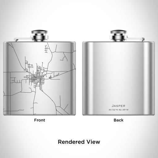 Rendered View of Jasper Florida Map Engraving on 6oz Stainless Steel Flask