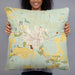 Person holding 22x22 Custom Jasper Florida Map Throw Pillow in Woodblock