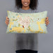 Person holding 20x12 Custom Jasper Florida Map Throw Pillow in Woodblock