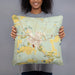 Person holding 18x18 Custom Jasper Florida Map Throw Pillow in Woodblock
