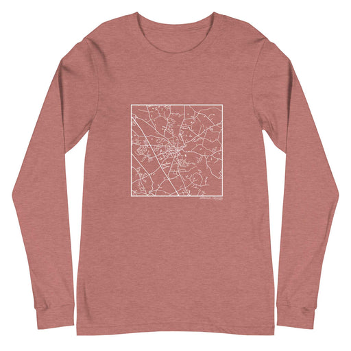 Jefferson Georgia  Map Unisex Long-Sleeve T-shirt with City inscription in Heather Mauve