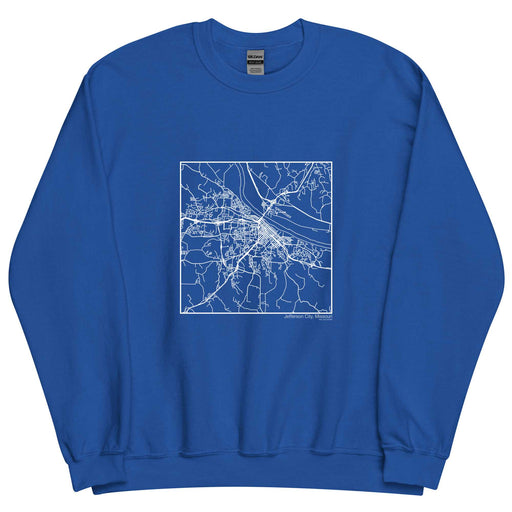 Jefferson City Missouri  Map Unisex Crewneck Sweater with City inscription in Royal Blue