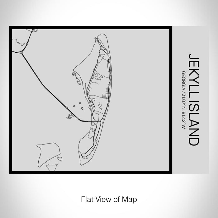 Rendered View of Jekyll Island Georgia Map on 20oz Stainless Steel Insulated Bottle with Bamboo Top with printed Tactile Lines Map in Black