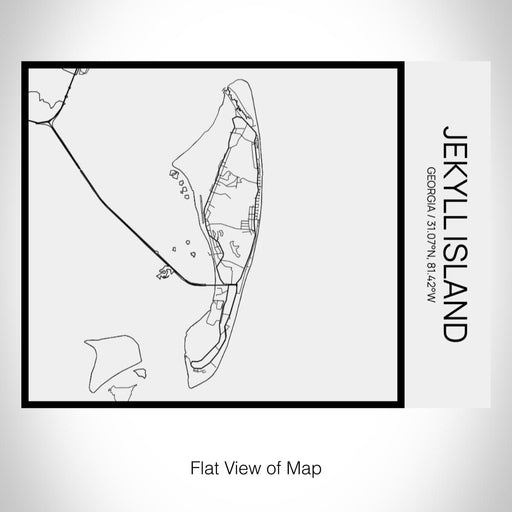 Rendered View of Jekyll Island Georgia Map on 20oz Stainless Steel Insulated Bottle with Bamboo Top in Matte White with printed Tactile Lines Map in Black