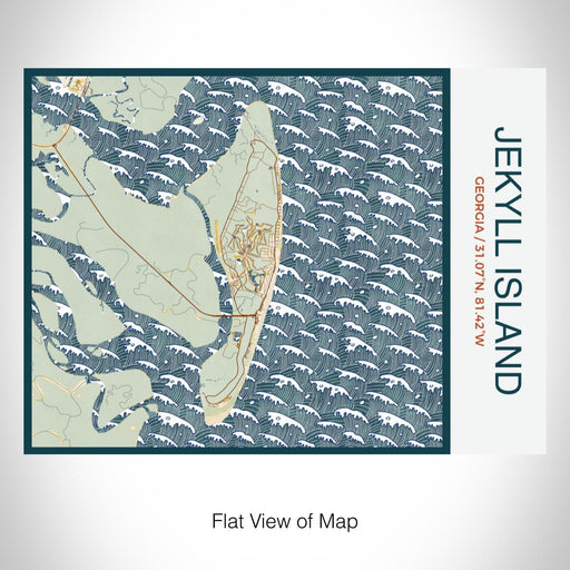Rendered View of Jekyll Island Georgia Map on 20oz Stainless Steel Insulated Bottle with Bamboo Top with printed woodblock style map