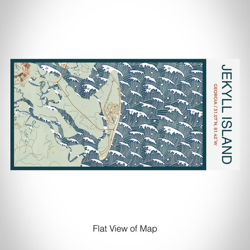 Rendered View of Jekyll Island Georgia Map on 17oz Stainless Steel Insulated Bottle with printed woodblock style map