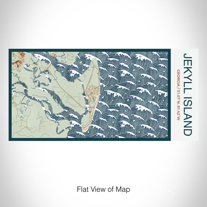 Rendered View of Jekyll Island Georgia Map on 17oz Stainless Steel Insulated Bottle with printed woodblock style map