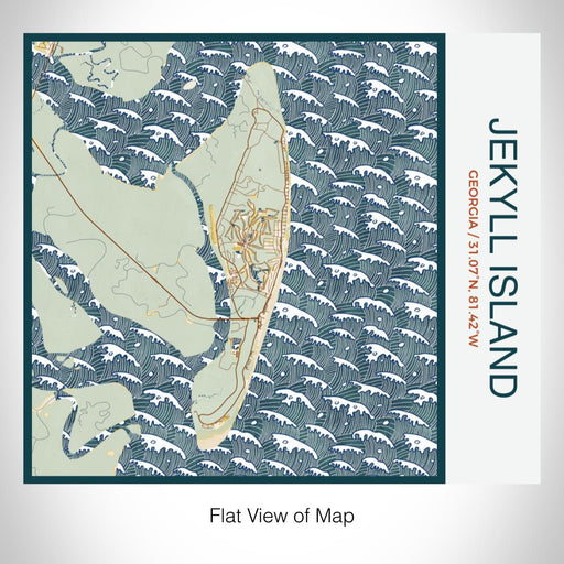 Rendered View of Jekyll Island Georgia Map on 17oz Stainless Steel Insulated Tumbler in Woodblock Map Style
