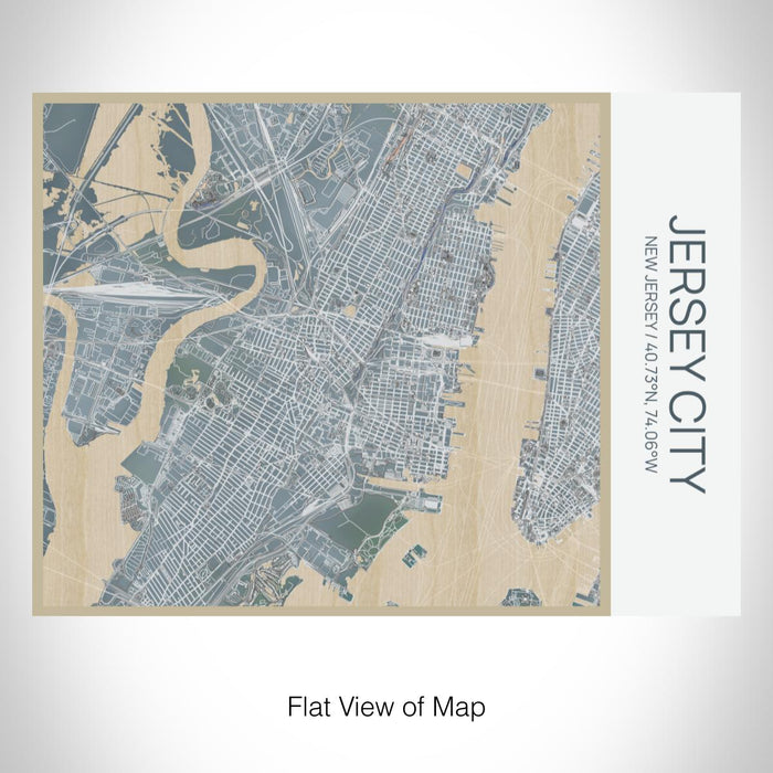 Rendered View of Jersey City New Jersey Map on 20oz Stainless Steel Insulated Bottle with Bamboo Top with printed afternoon style map