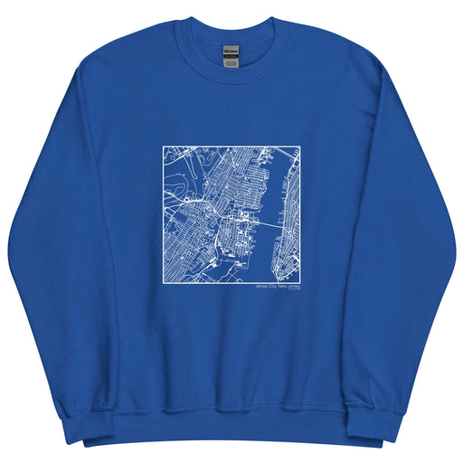 Jersey City New Jersey  Map Unisex Crewneck Sweater with City inscription in Royal Blue