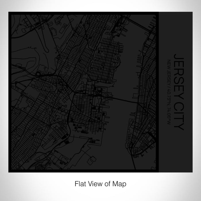 Rendered View of Jersey City New Jersey Map on 17oz Stainless Steel Insulated Tumbler in Matte Black with Tactile Lines