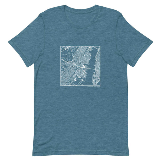 Jersey City New Jersey  Map Unisex T-Shirt with City inscription in Heather Teal