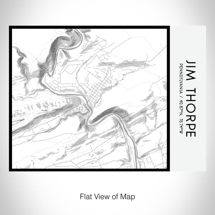 Rendered View of Jim Thorpe Pennsylvania Map on 20oz Stainless Steel Insulated Bottle with Bamboo Top with printed classic style map