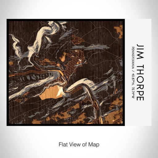 Rendered View of Jim Thorpe Pennsylvania Map on 20oz Stainless Steel Insulated Bottle with Bamboo Top with printed ember style map