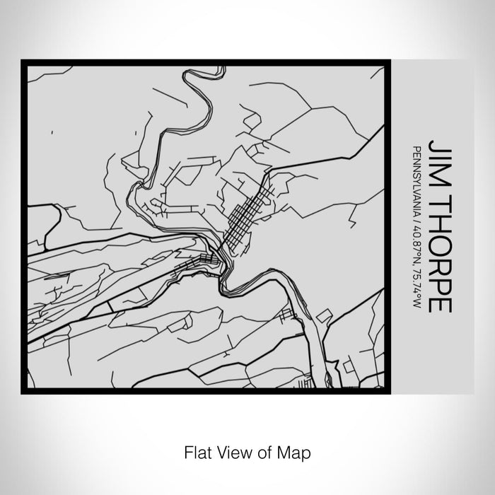 Rendered View of Jim Thorpe Pennsylvania Map on 20oz Stainless Steel Insulated Bottle with Bamboo Top with printed Tactile Lines Map in Black