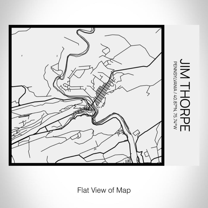 Rendered View of Jim Thorpe Pennsylvania Map on 20oz Stainless Steel Insulated Bottle with Bamboo Top in Matte White with printed Tactile Lines Map in Black