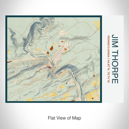 Rendered View of Jim Thorpe Pennsylvania Map on 20oz Stainless Steel Insulated Bottle with Bamboo Top with printed woodblock style map