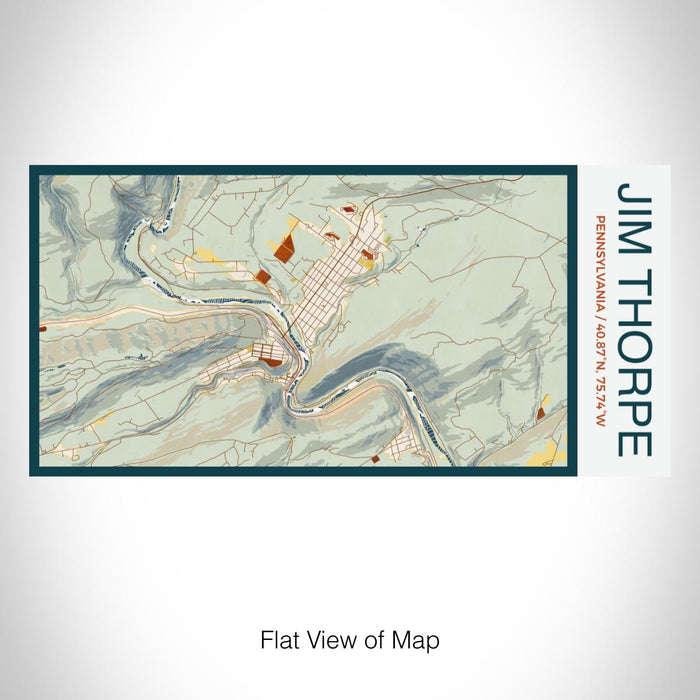 Rendered View of Jim Thorpe Pennsylvania Map on 17oz Stainless Steel Insulated Bottle with printed woodblock style map