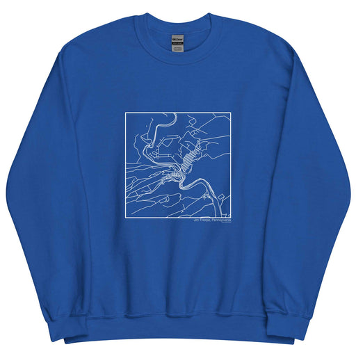 Jim Thorpe Pennsylvania  Map Unisex Crewneck Sweater with City inscription in Royal Blue