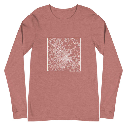 Johnson City Tennessee  Map Unisex Long-Sleeve T-shirt with City inscription in Heather Mauve