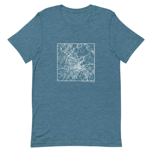 Johnson City Tennessee  Map Unisex T-Shirt with City inscription in Heather Teal