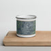Front View Custom Johnstown New York Map Enamel Mug in Afternoon on Cutting Board