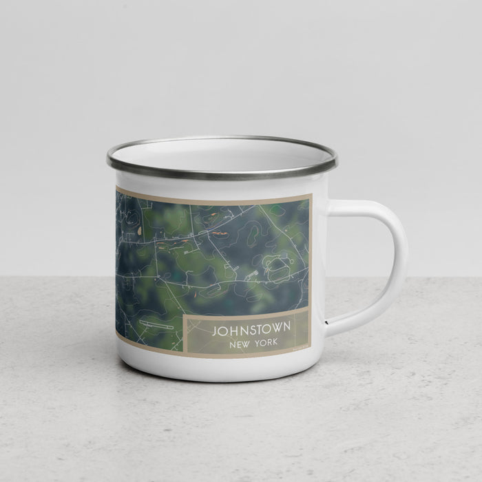 Right View Custom Johnstown New York Map Enamel Mug in Afternoon