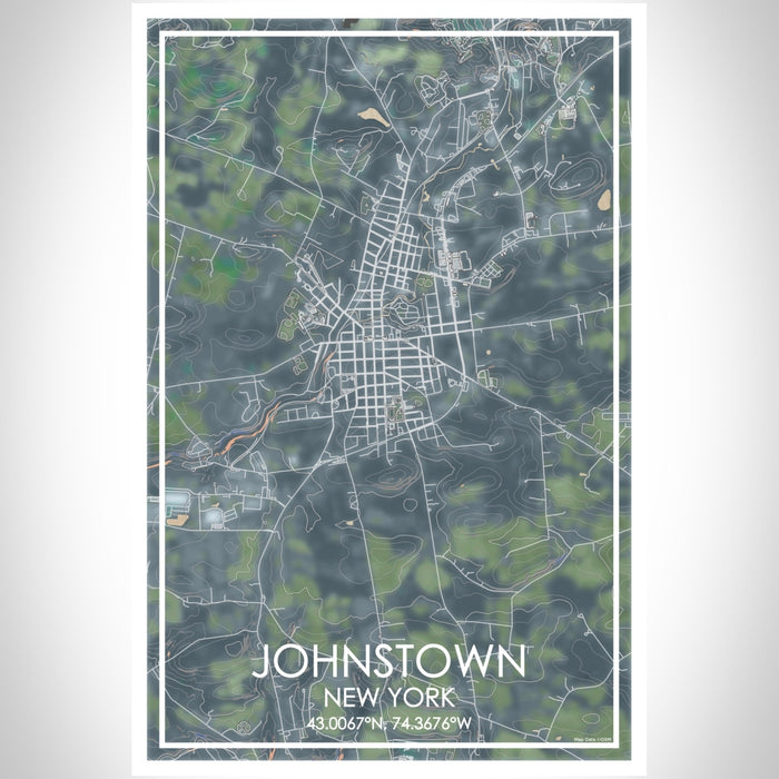 Johnstown New York Map Print Portrait Orientation in Afternoon Style With Shaded Background