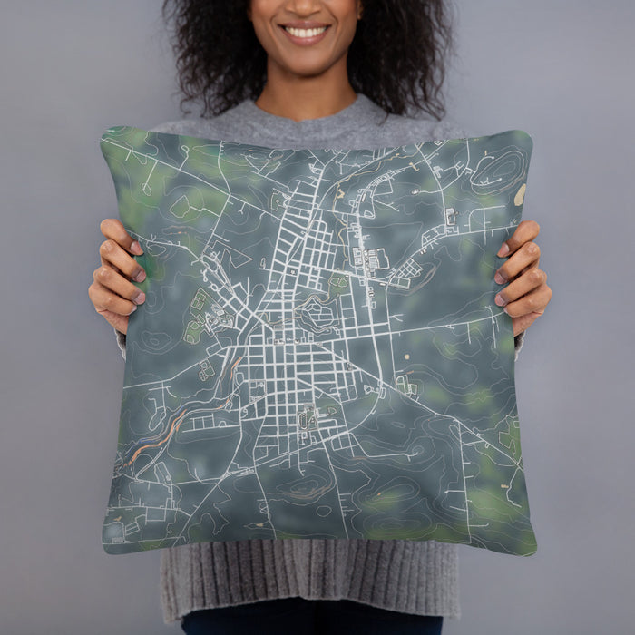 Person holding 18x18 Custom Johnstown New York Map Throw Pillow in Afternoon