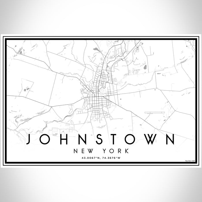 Johnstown New York Map Print Landscape Orientation in Classic Style With Shaded Background